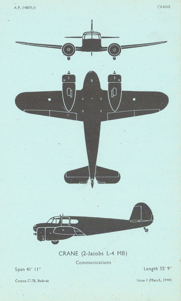 Cessna T-50 Crane Communications. Air Ministry aircraft recognition profile 1944