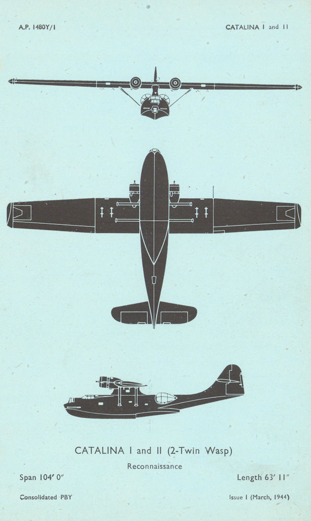 Consolidated PBY Catalina Reconnaisance. Aircraft recognition profile 1944