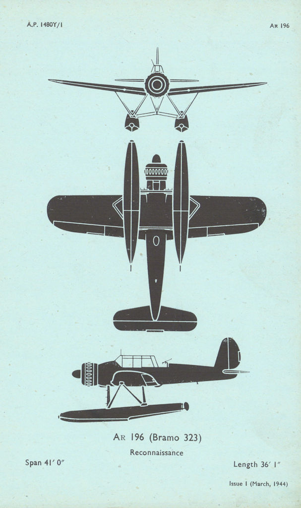 Arado AR 196 Reconnaisance. Air Ministry aircraft recognition profile 1944