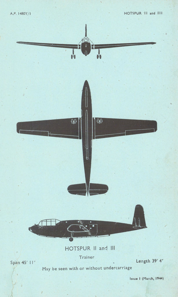 General Aircraft Hotspur II & III Trainer. Aircraft recognition profile 1944