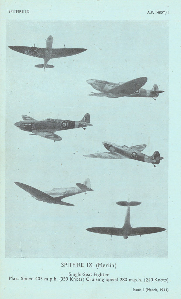 Supermarine Spitfire IX fighter. Air Ministry aircraft recognition photos 1944