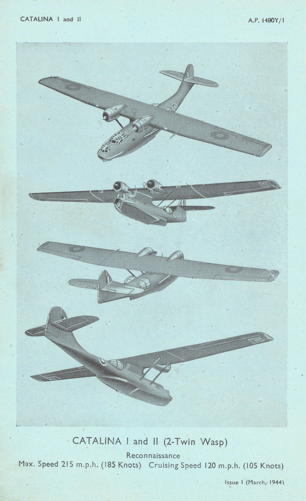 Consolidated PBY Catalina I & II Reconnaisance. Aircraft recognition photos 1944