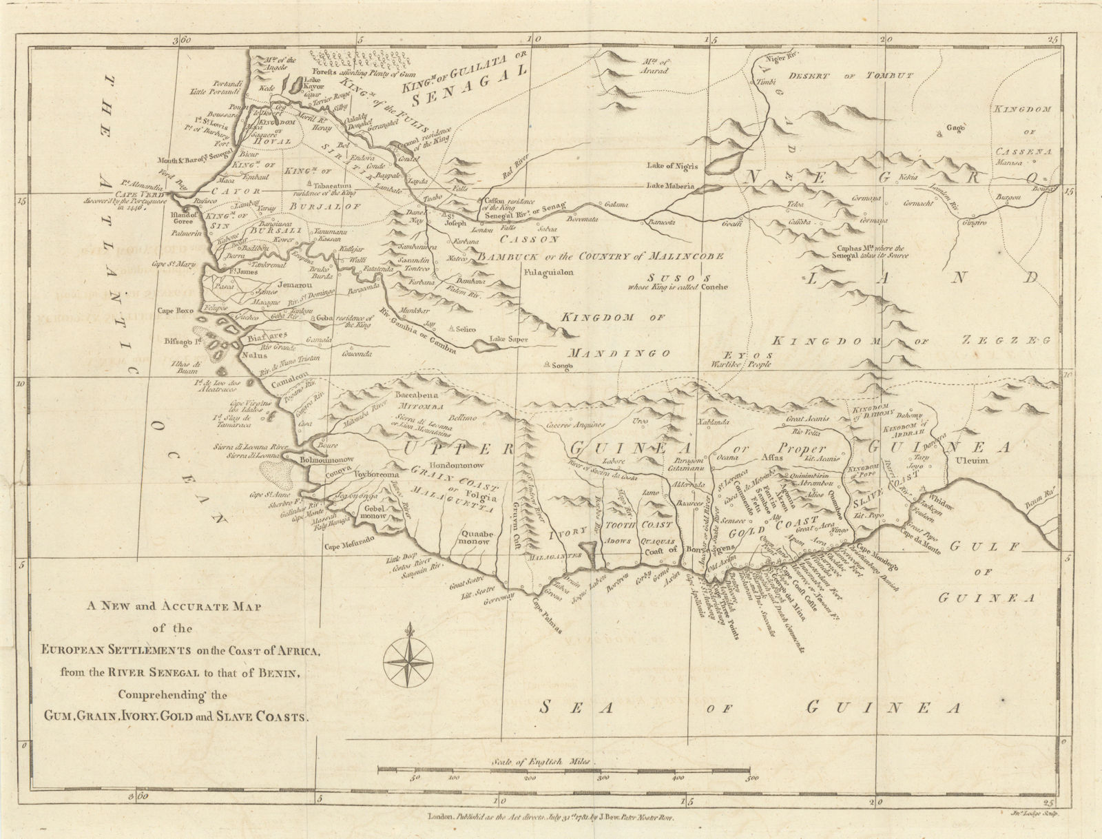 Map of the European Settlements of the coast of Africa… by John Lodge 1781