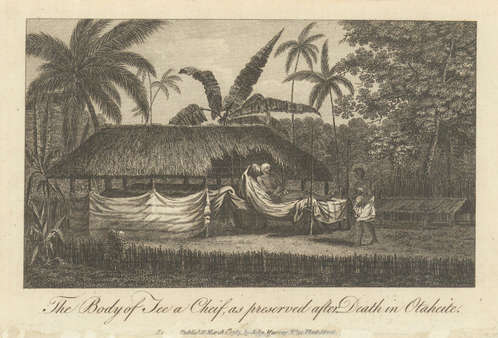 The body of Tee, a Chief, as preserved after Death in Otaheite. Tahiti 1785