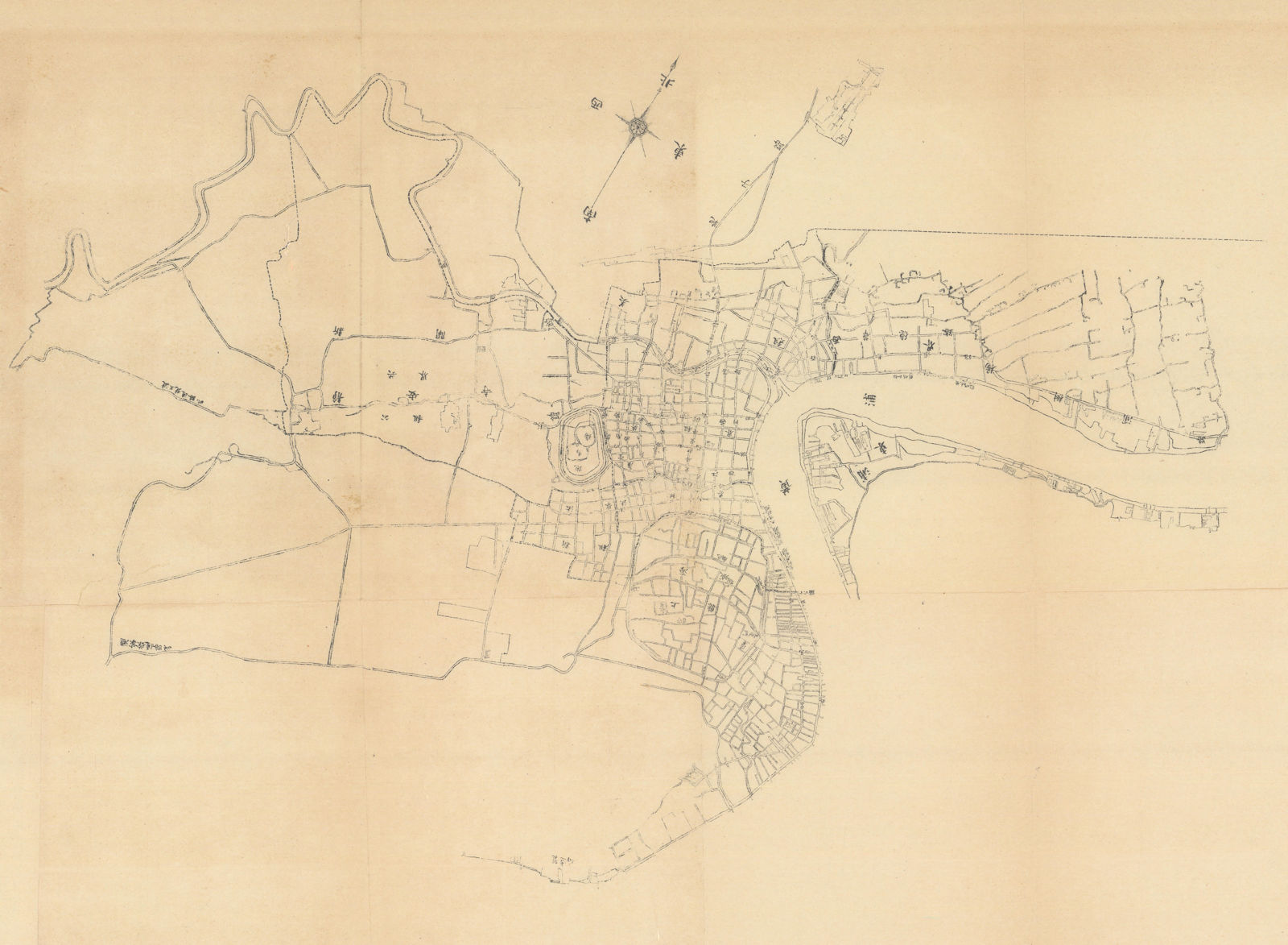 Chinese language city plan of Shanghai, after Charles Mayne/Waterlow 1904 map