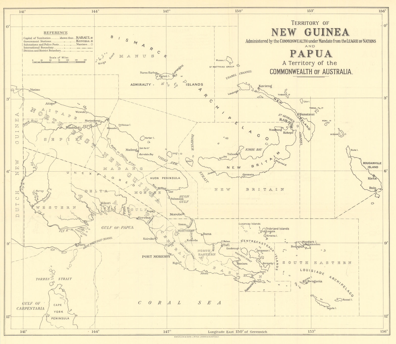 Mandatory & Papua New Guinea. Bismarck Archipelago. Waterlow & Sons 1938 map