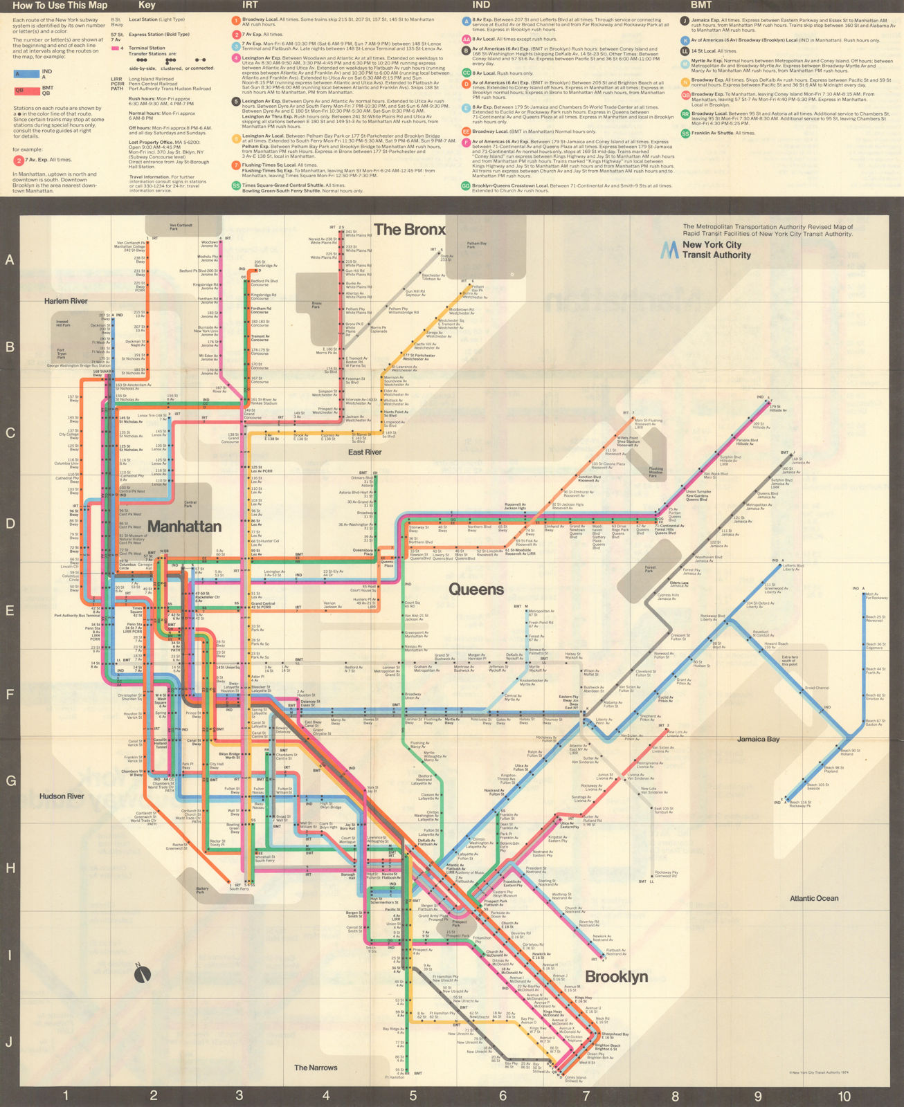 New York Subway Guide. Massimo Vignelli/New York City Transit Authority 1974 map