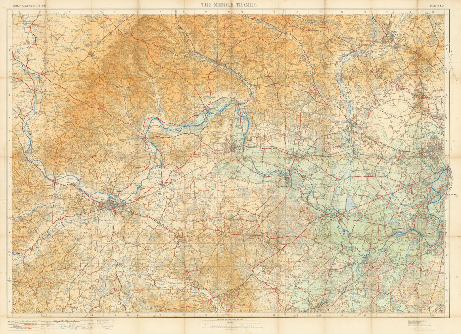 The Middle Thames Valley & Chilterns - Ordnance Survey Tourist Map 1923