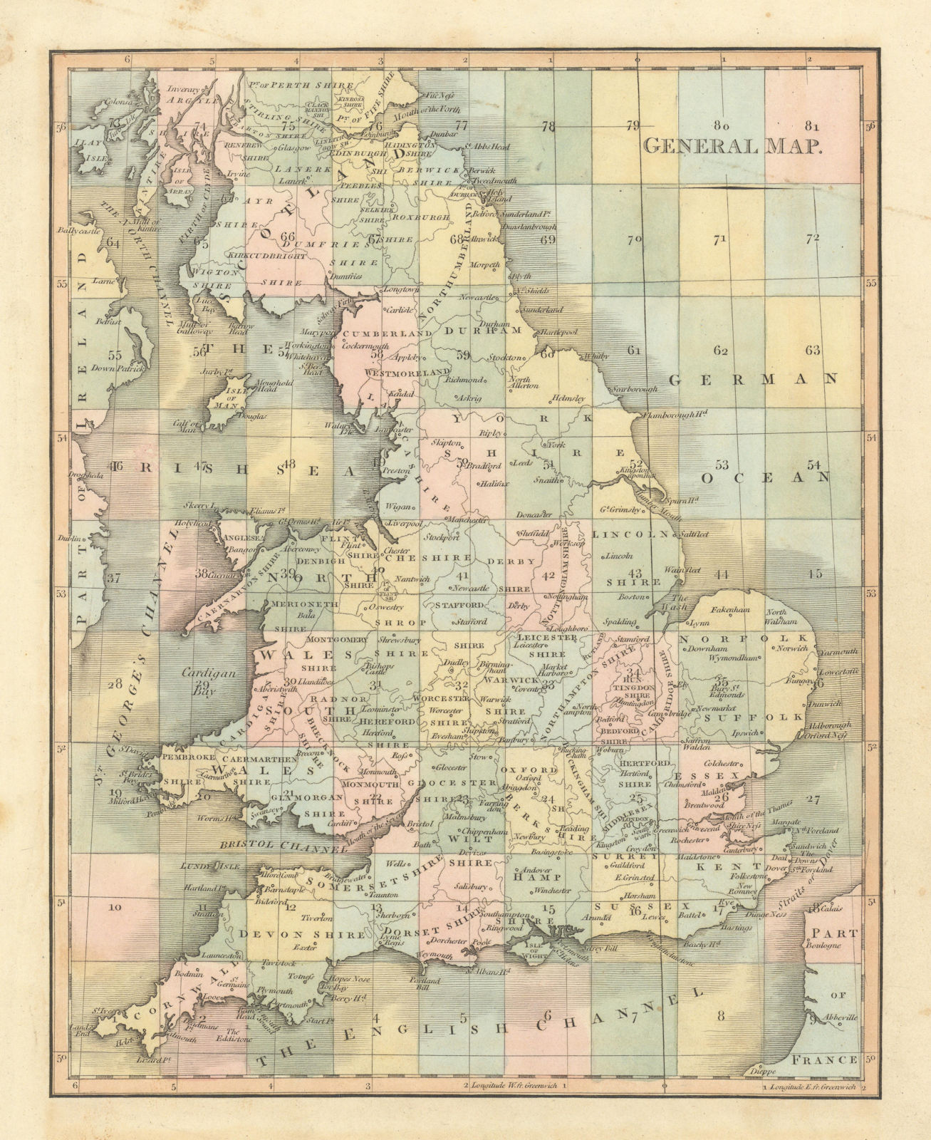 UNITED KINGDOM. England & Wales General Index Map. CARY 1824 old antique