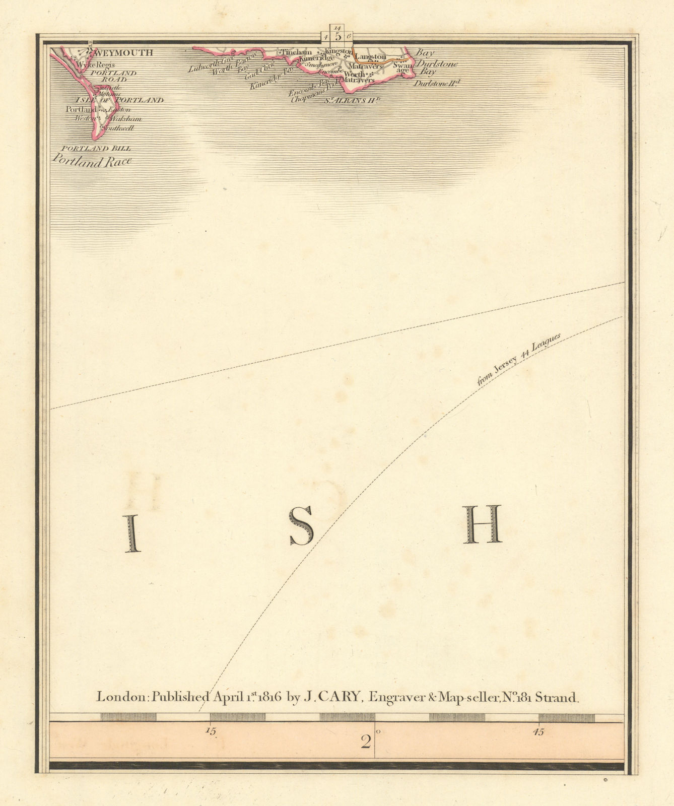 DORSET COAST. Weymouth Portland Swanage St Albans Head Channel. CARY 1824 map