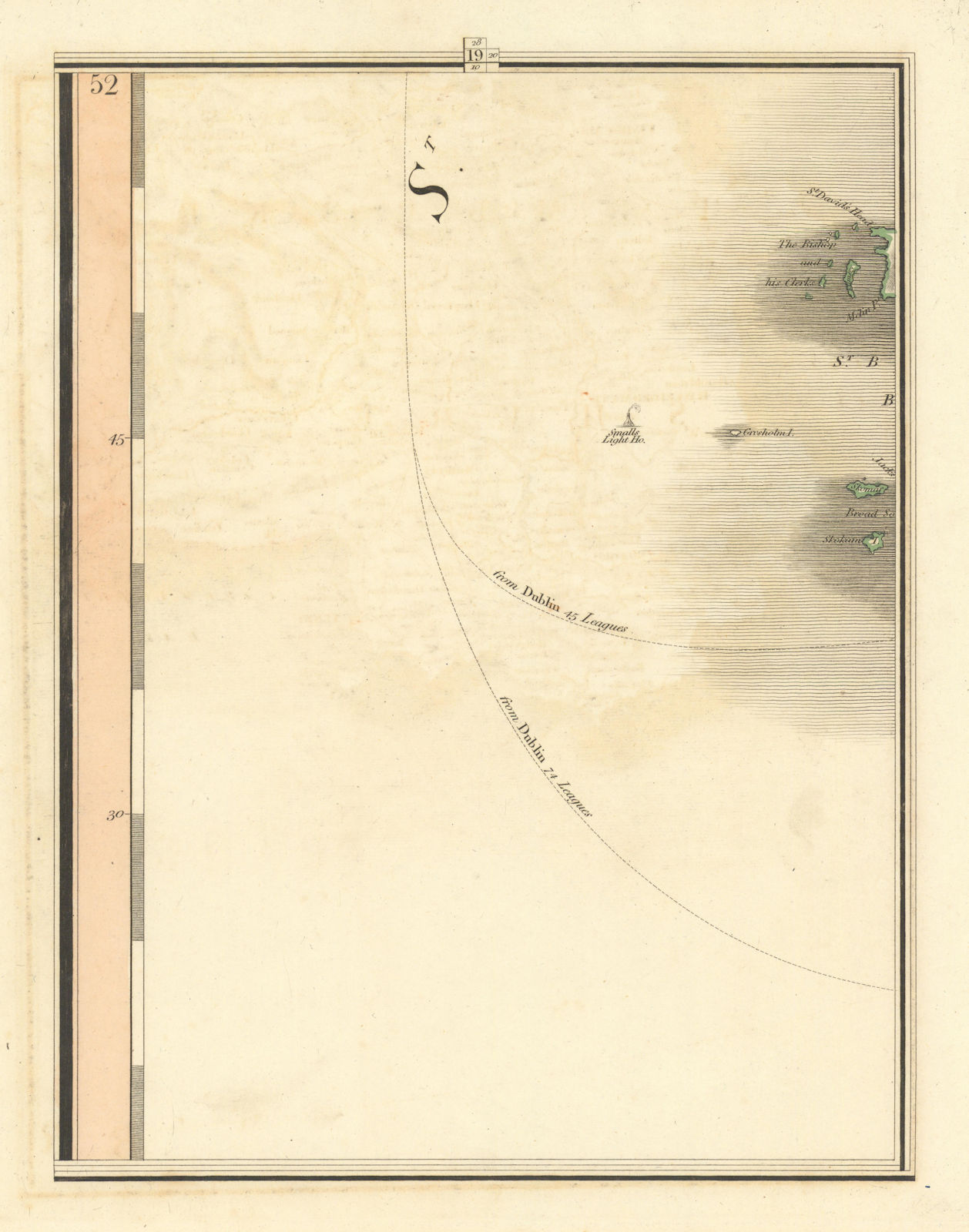 PEMBROKESHIRE. St. Davids St Bride's Bay Solva Dale. Wales. CARY 1824 old map