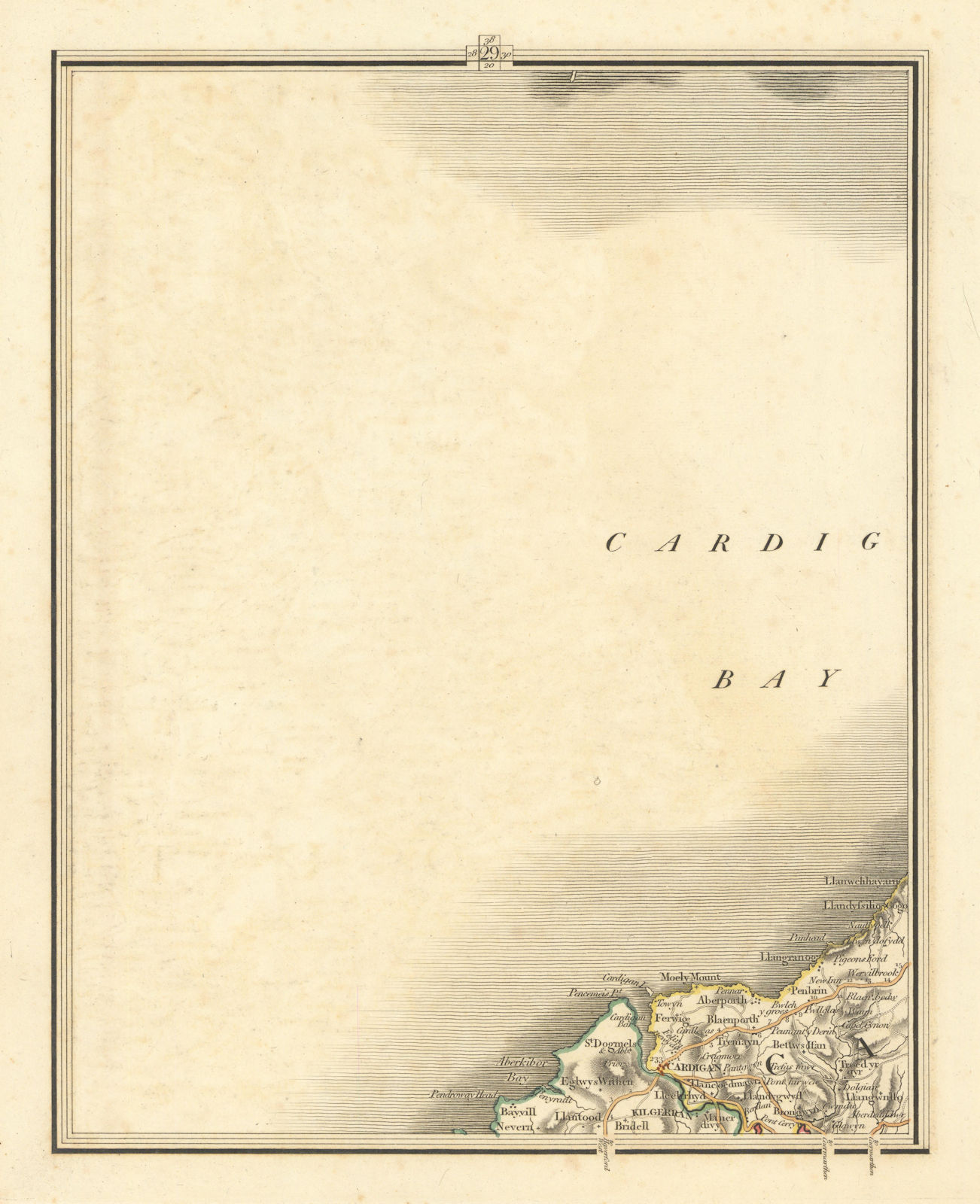 CARDIGAN BAY. Aberporth New Quay Llanarth Aberaeron Penbryn. CARY 1824 old map