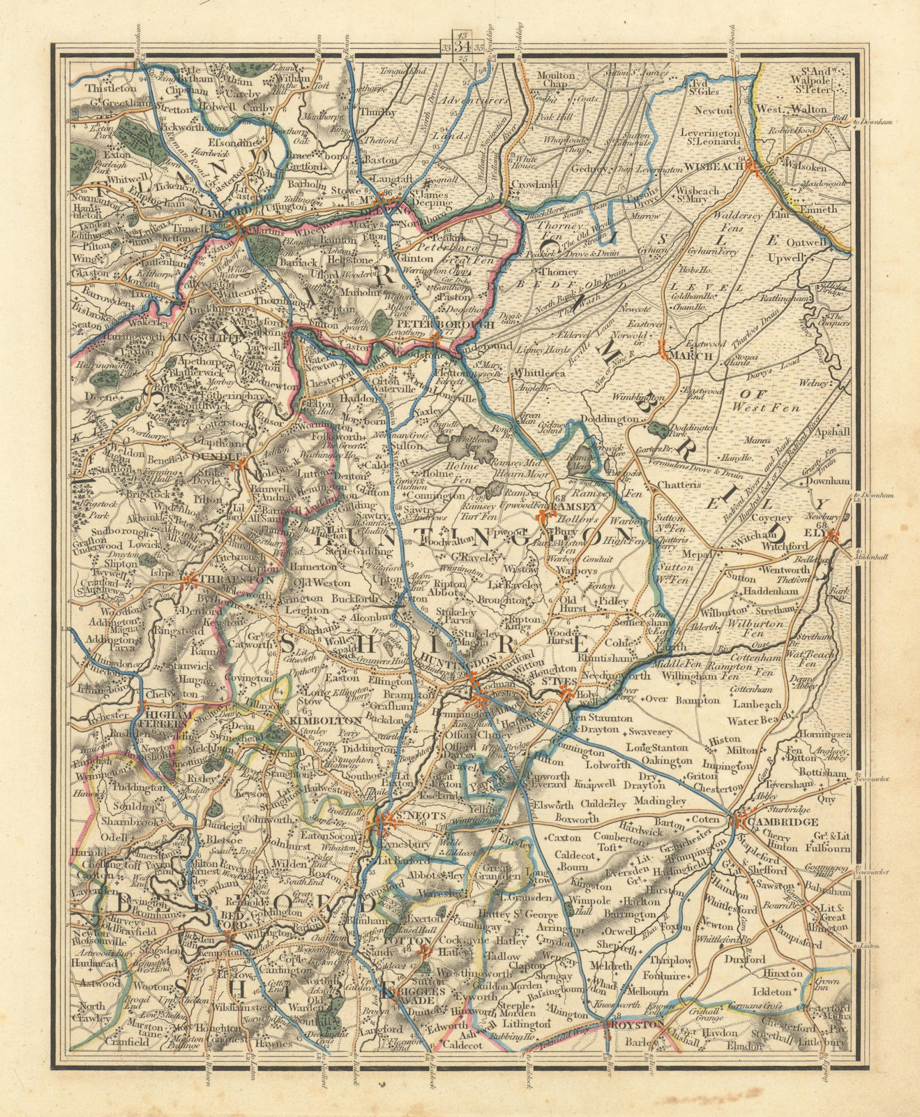 EAST ENGLAND.Isle of Ely Fens Cambridge Peterborough Bedford Hunts.CARY 1824 map