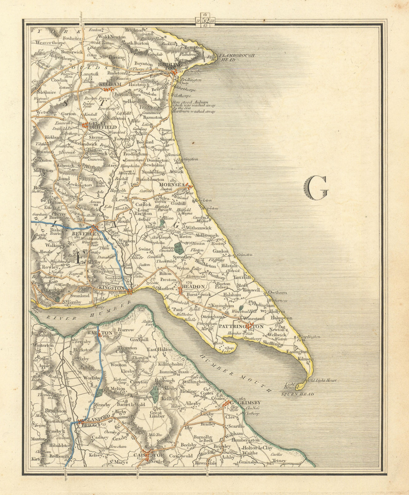 HUMBER ESTUARY. Yorks Lincs Beverley Kingston Hull Barton Grimsby. CARY 1824 map