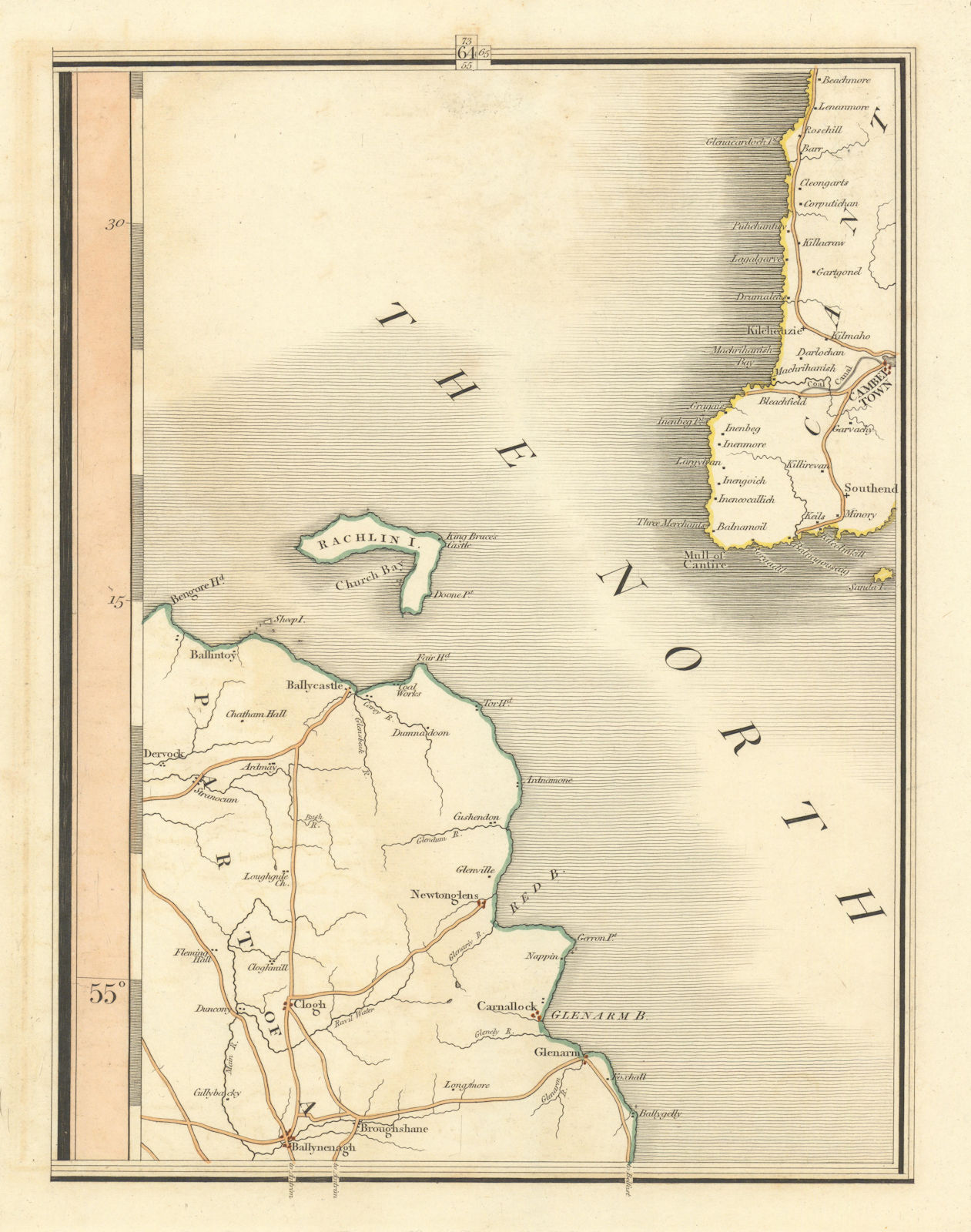 MULL OF KINTYRE. Cambelton. & Ulster. Larne, Ballycastle. CARY 1824 old map