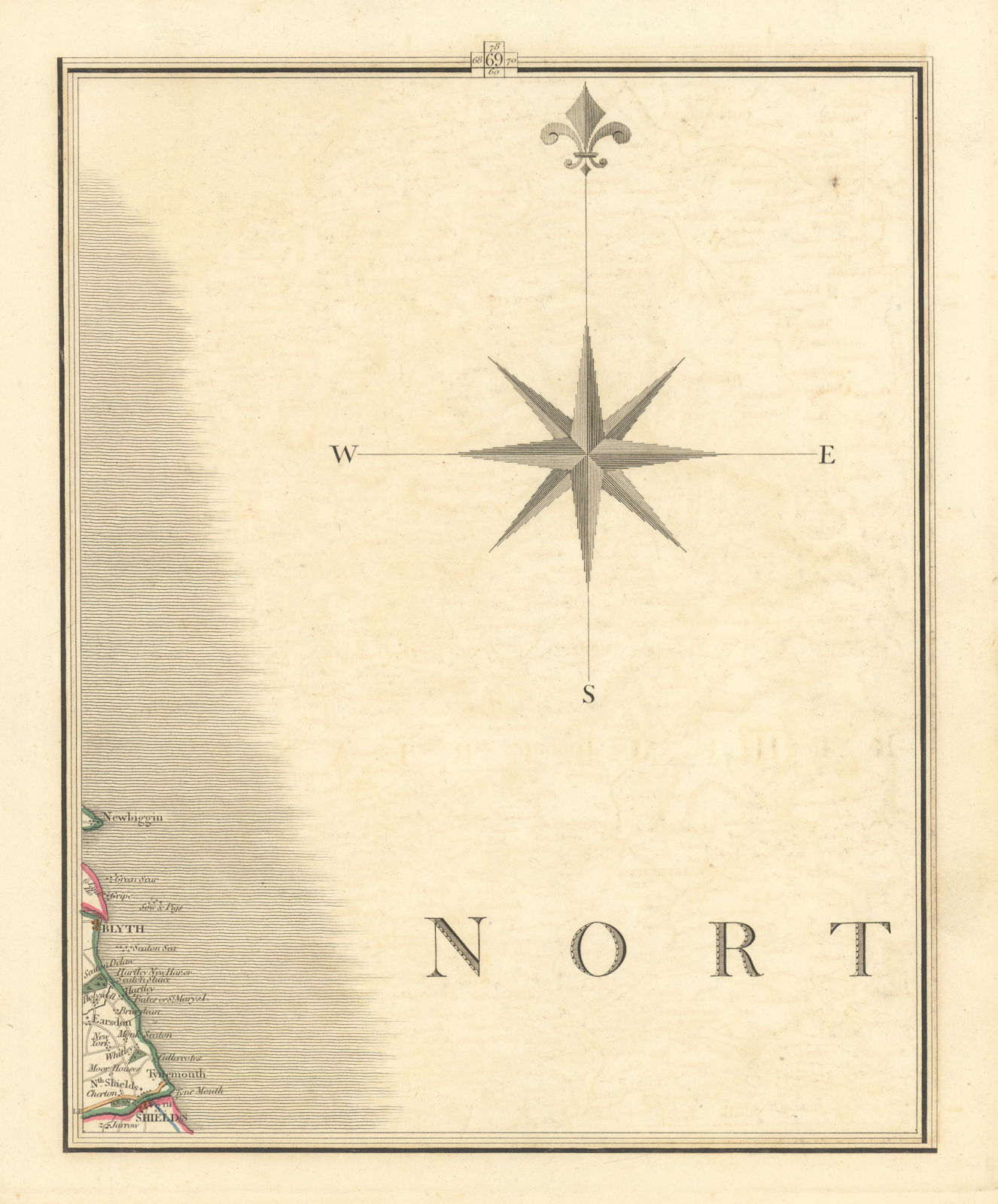 TYNEMOUTH. Northumbria. North South Shields Whitley Bay Blyth. CARY 1824 map