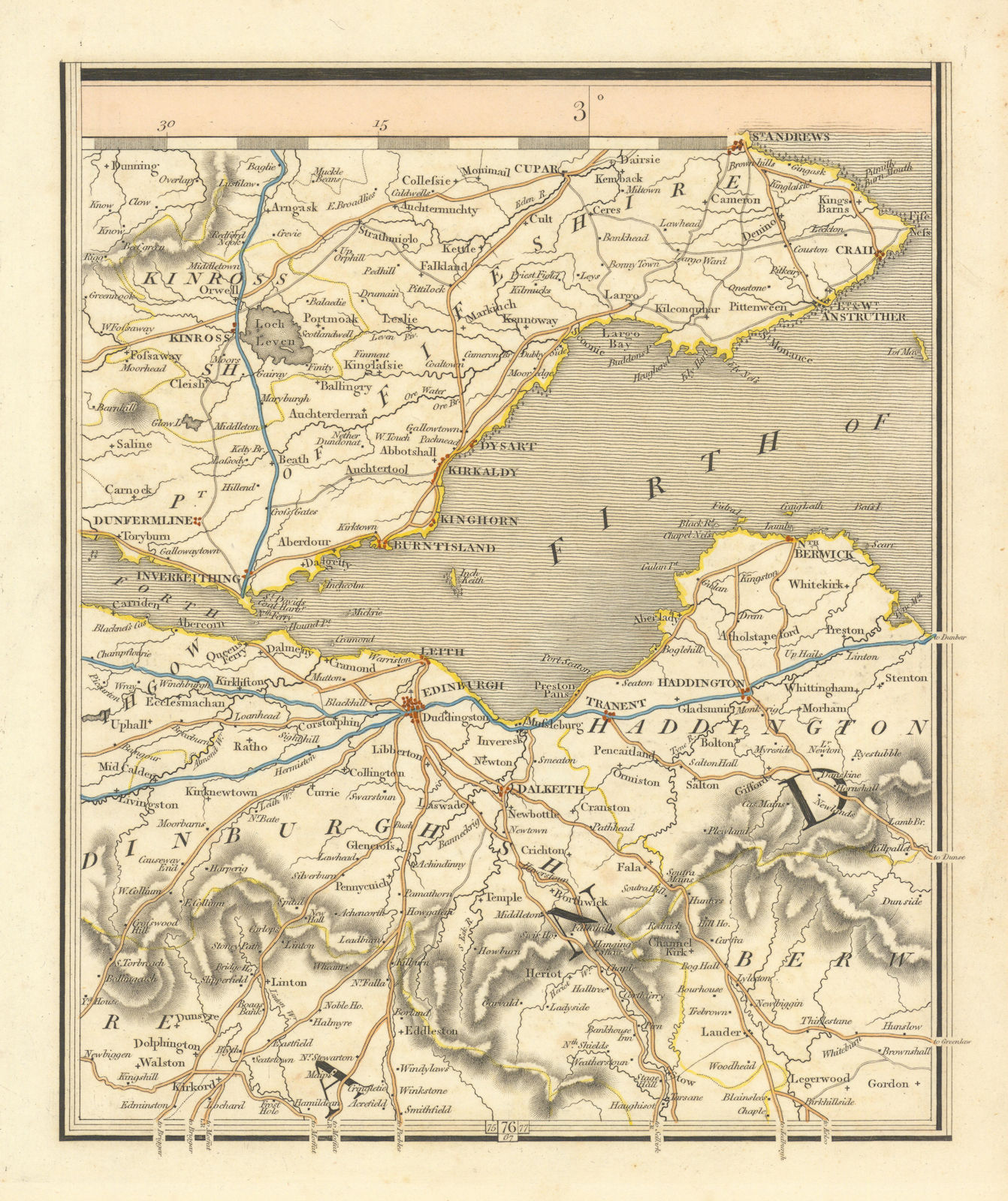 FIRTH OF FORTH. Fife & Lothian. Edinburgh Dunfermline Leith Crail. CARY 1824 map