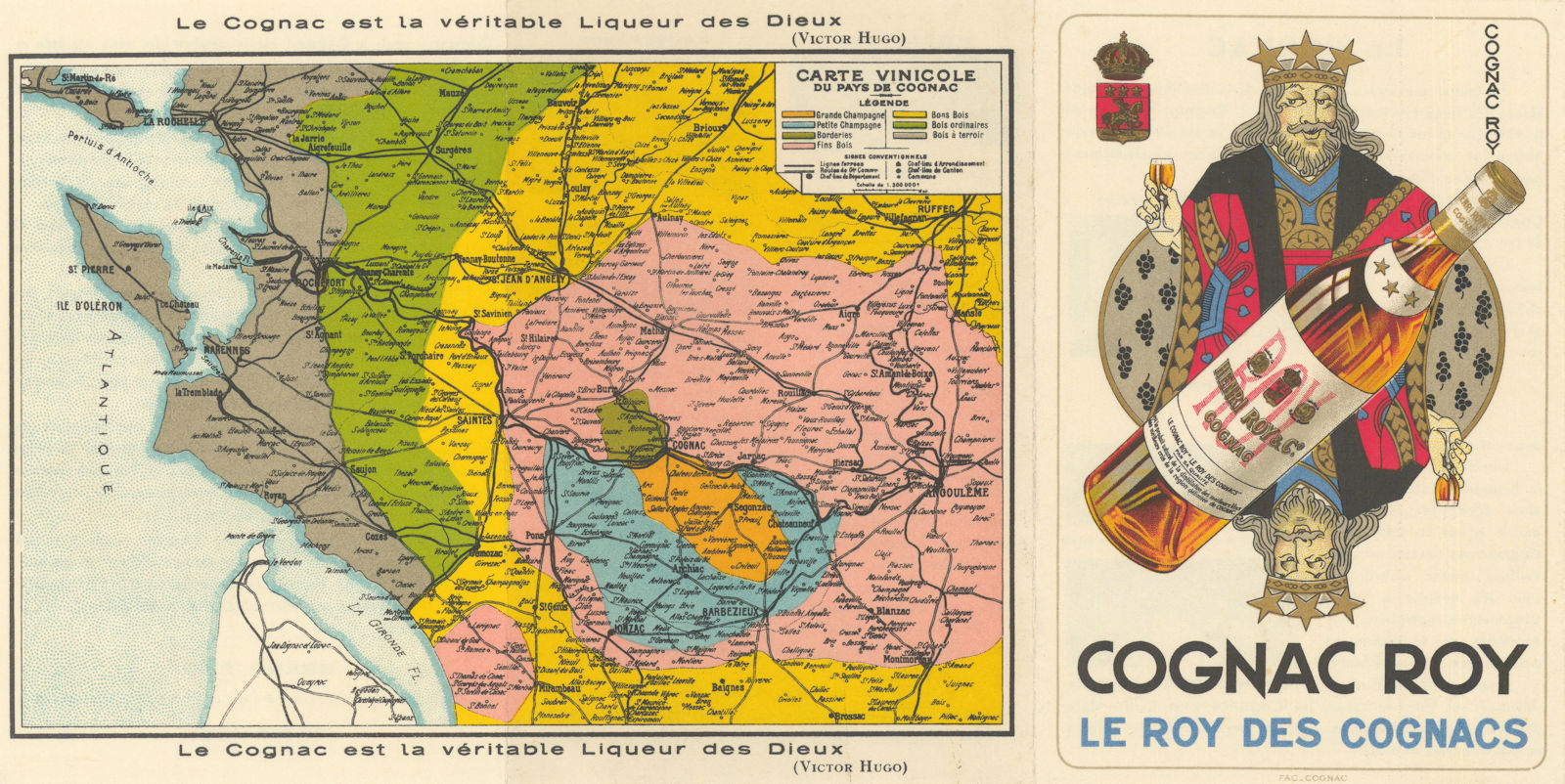 Carte Vinicole du Pays de Cognac - Cognac Roy - Le Roy des Cognacs 1931 map