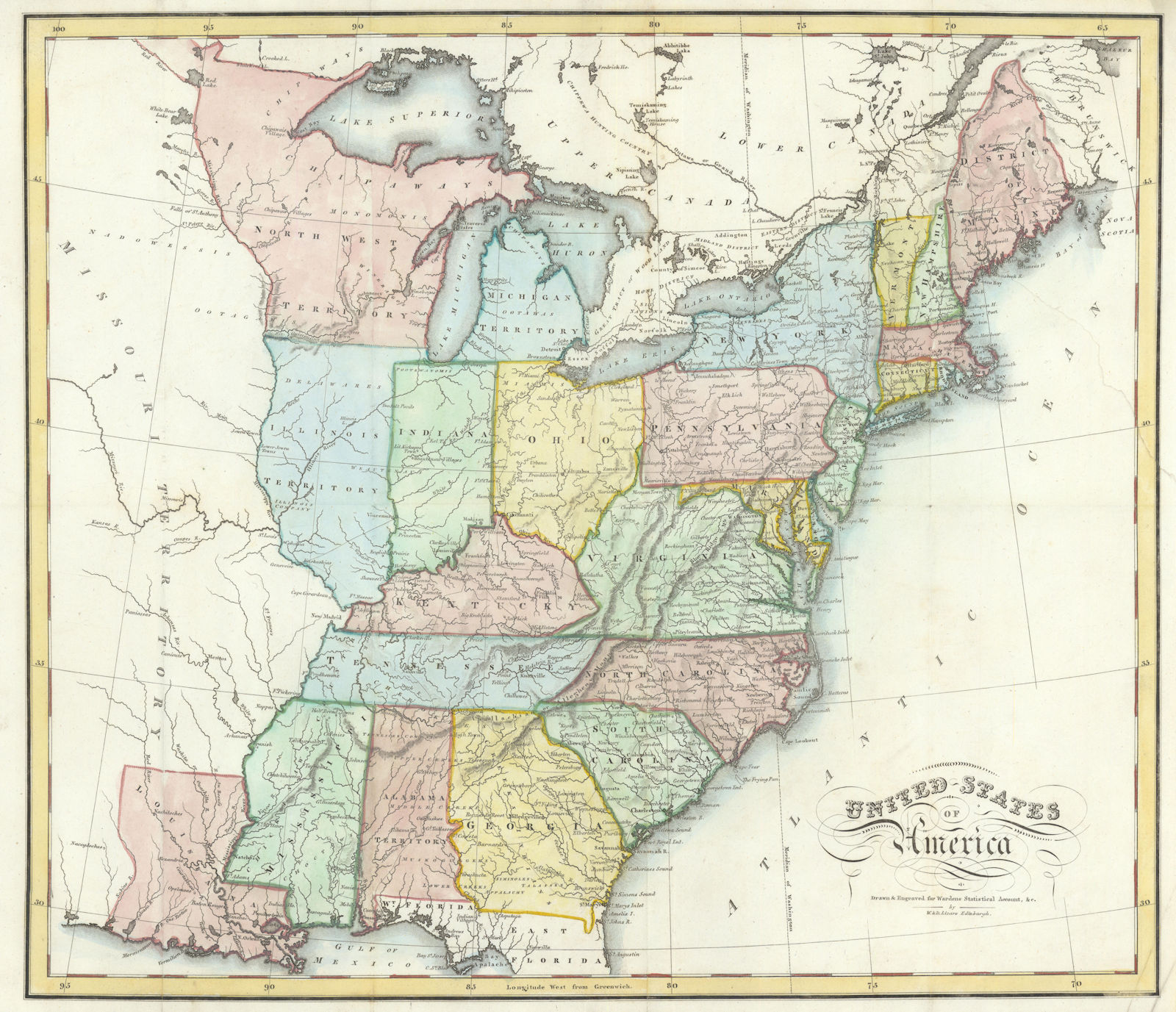 United States of America by William Home & Daniel Lizars, Edinburgh 1819 map