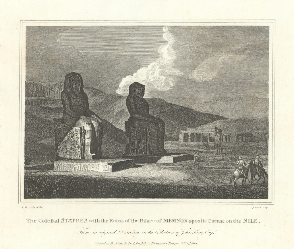 Statues & ruins of the Palace of Memnon oposite Carnac on the Nile. Karnak 1804