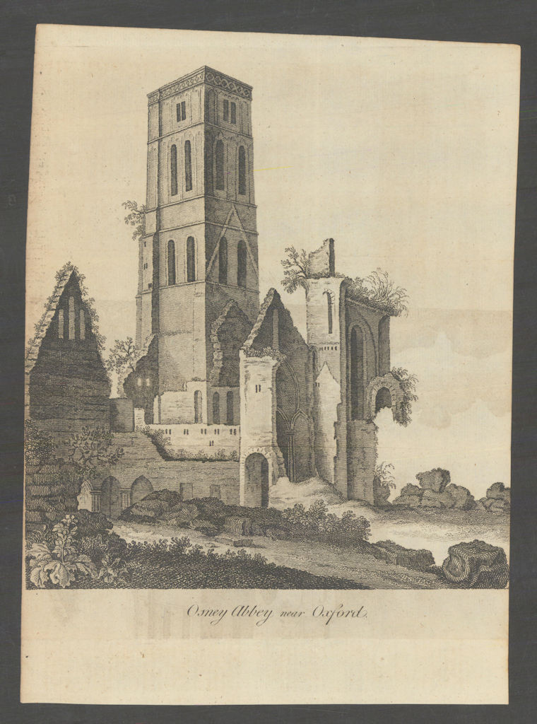 Osney Abbey, near Oxford, from the Gentleman's Magazine 1771 old antique print