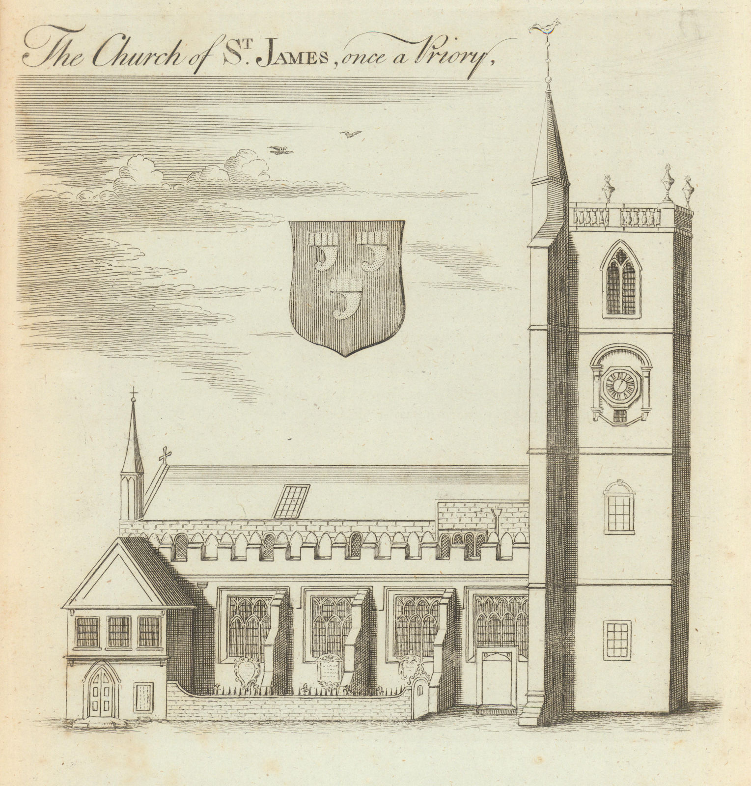 The church of St. James, once a Priory. St James Priory Church, Bristol 1789