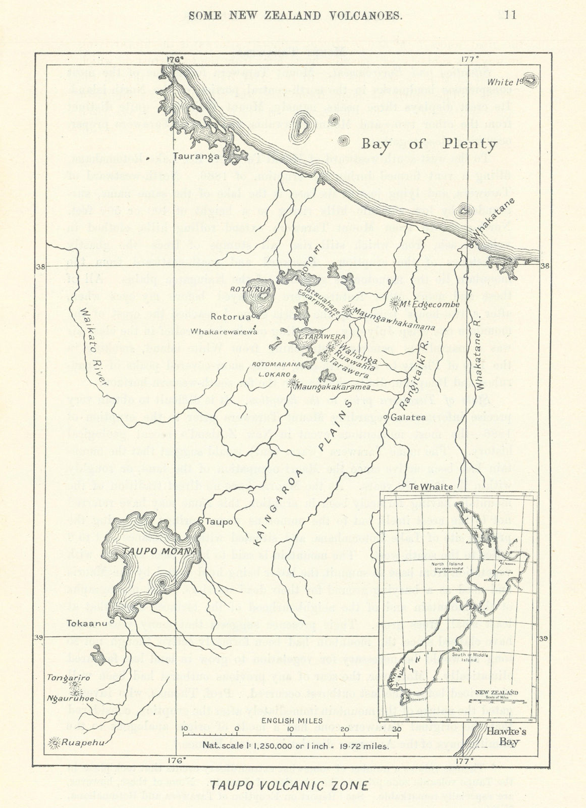 Taupo Volcanic Zone. New Zealand North Island. RGS 1912 old antique map chart