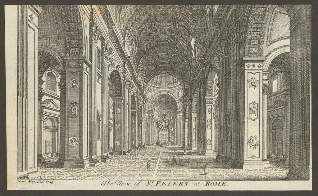 The Nave of St. Peter's Church at Rome. Vatican. Gentleman's Magazine 1749