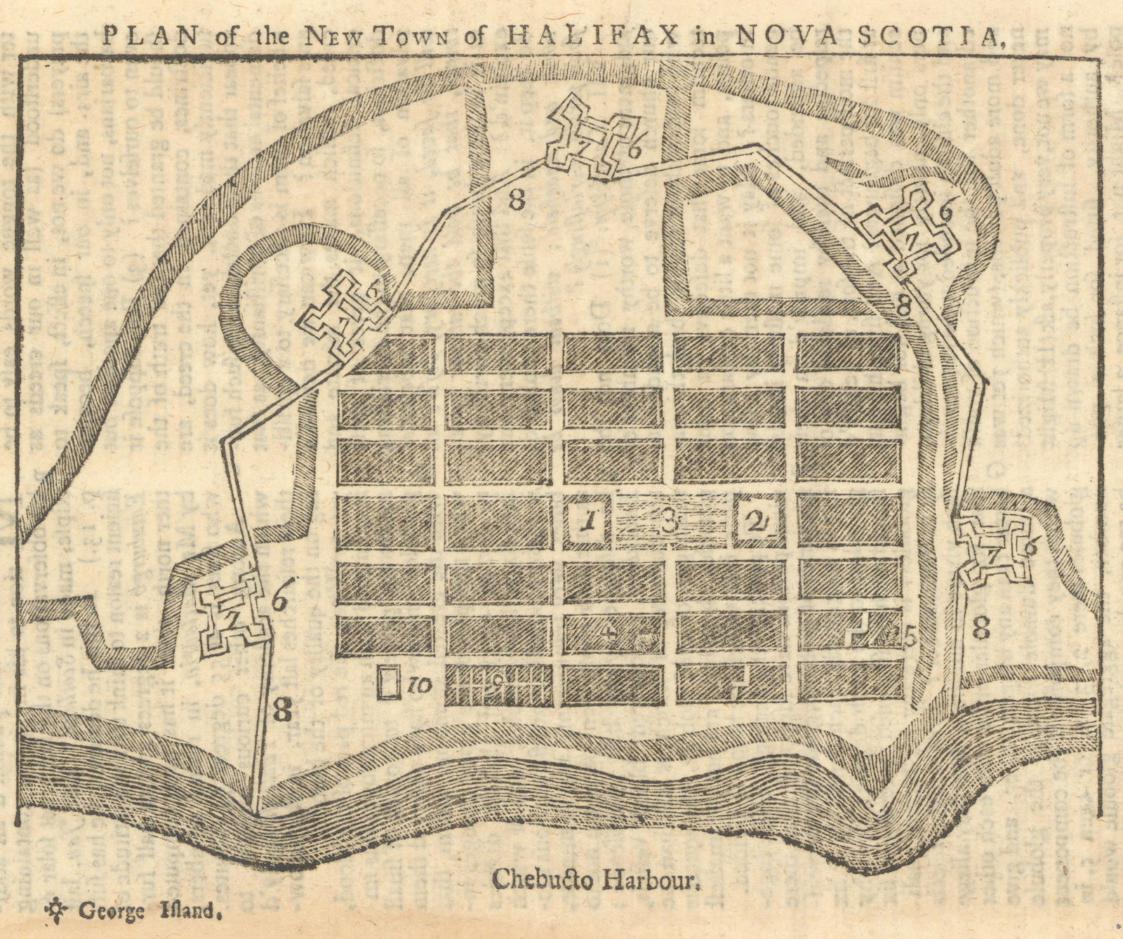 Plan of the New Town of Halifax in Nova Scotia. Gentleman's Magazine 1749 map