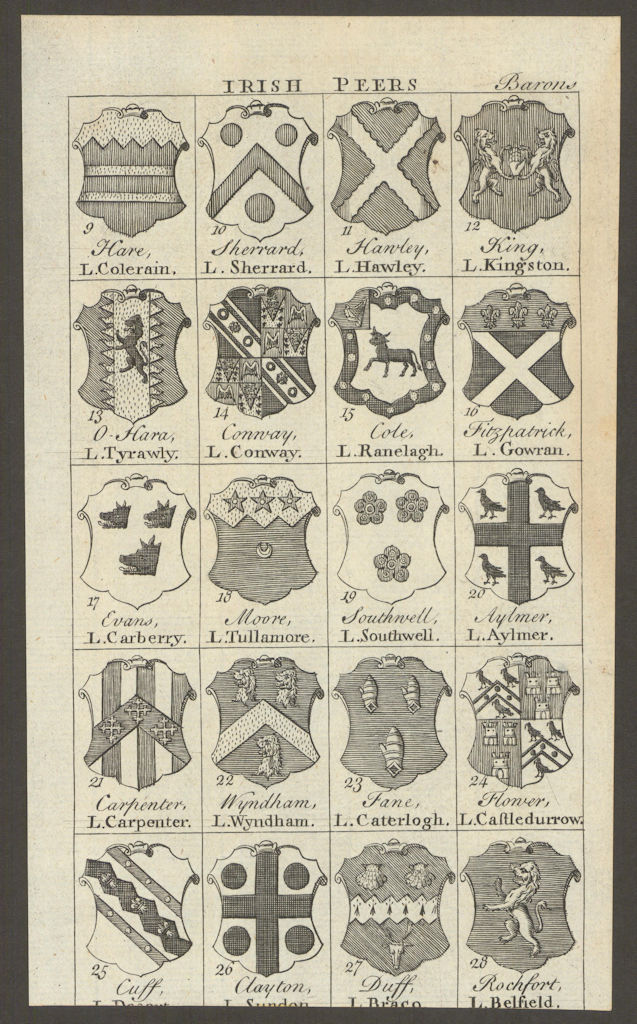 Irish peerage arms Barons Colerain Sherrard Hawley Kingston Tyrawly Conway 1749