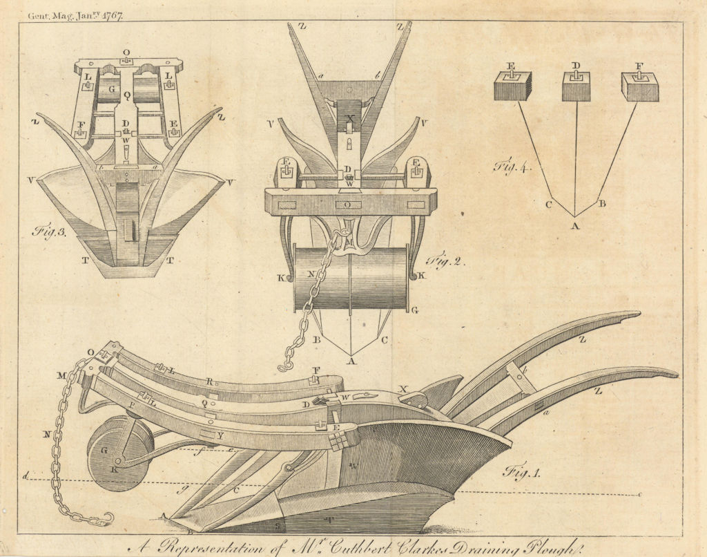 A representation of Mr. Cuthbert Clarke's Draining Plough. Gent's Mag 1767