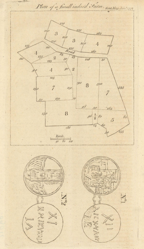Small farm plan. Theatre Tickets or Tessera Theatrales from Herculaneum 1772
