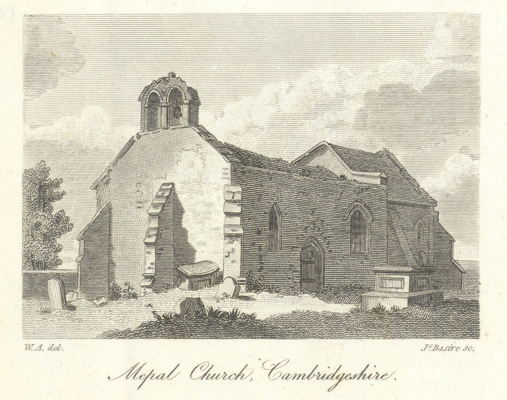 Church of St. Mary, Mepal, Cambridgeshire. Gentleman's Magazine 1810 old print