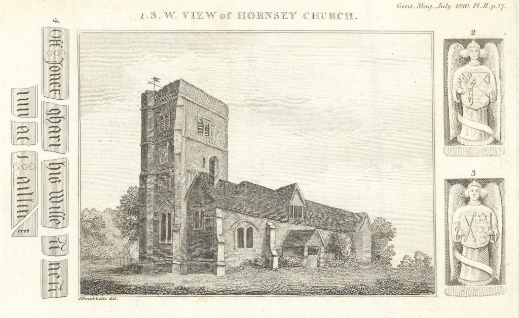 Hornsey St. Mary's Parish Church. Partly demolished 1927. Gent's Mag 1810