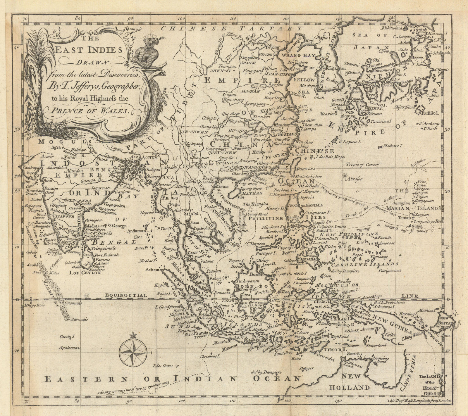The East Indies drawn from the latest discoveries by T. Jefferys. Asia 1748 map