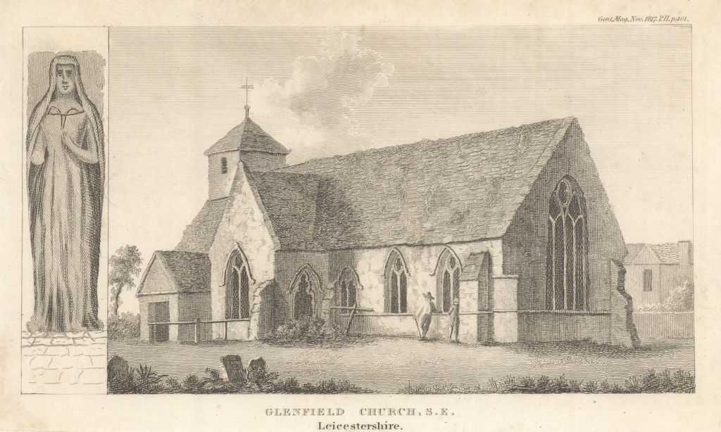 St. Peter's Church at Glenfield, in Leicestershire & monumental Effigy 1817
