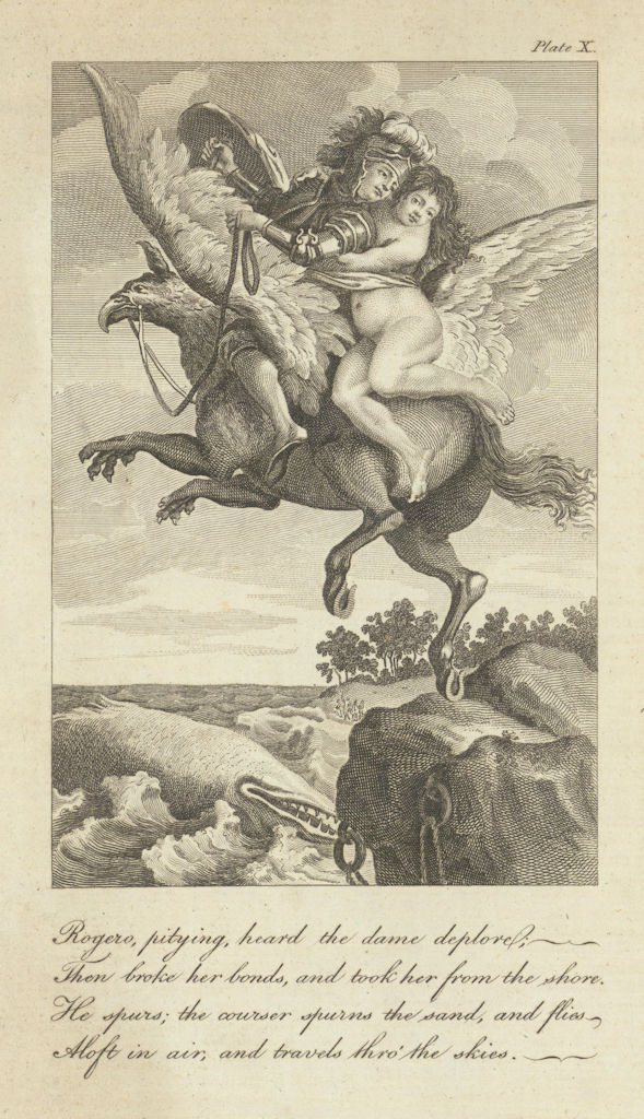 Rogero, pitying, heard the dame deplore… Orlando Furioso. Hippogriff 1788