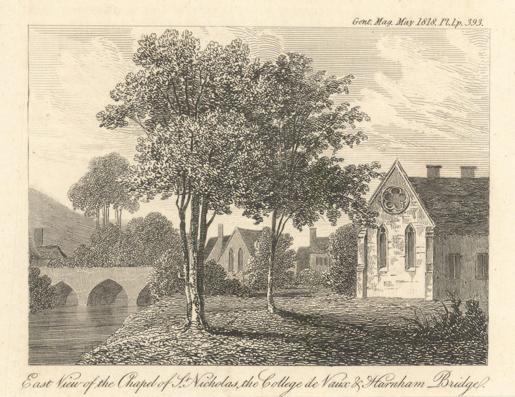 St. Nicholas Chapel, College de Vaux & Harnham Bridge, Salisbury, Wiltshire 1818