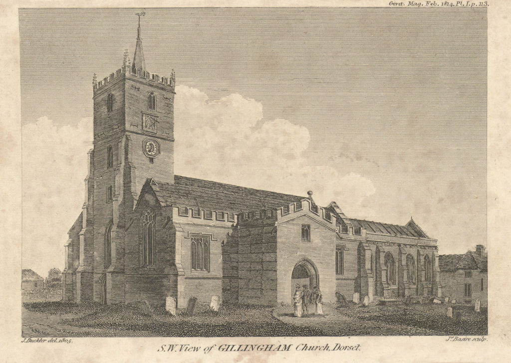 St Mary the Virgin Church, Gillingham, Dorset. Gentleman's Magazine 1814 print