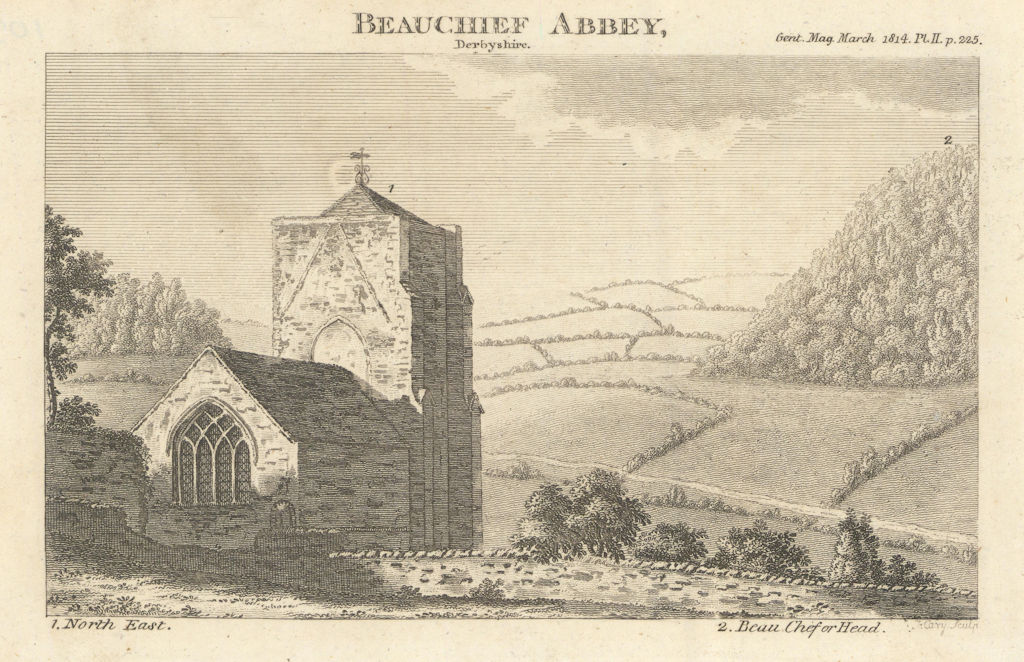 Beauchief Abbey, Derbyshire (now South Yorkshire). Gentleman's Magazine 1814