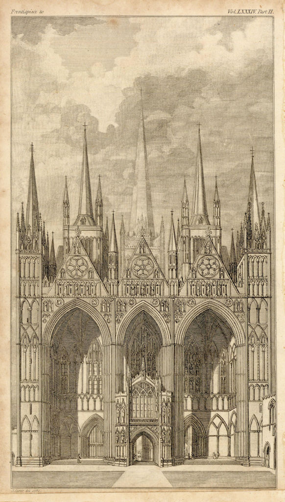 Peterborough Cathedral, Cambridgeshire. Gentleman's Magazine 1814 old print