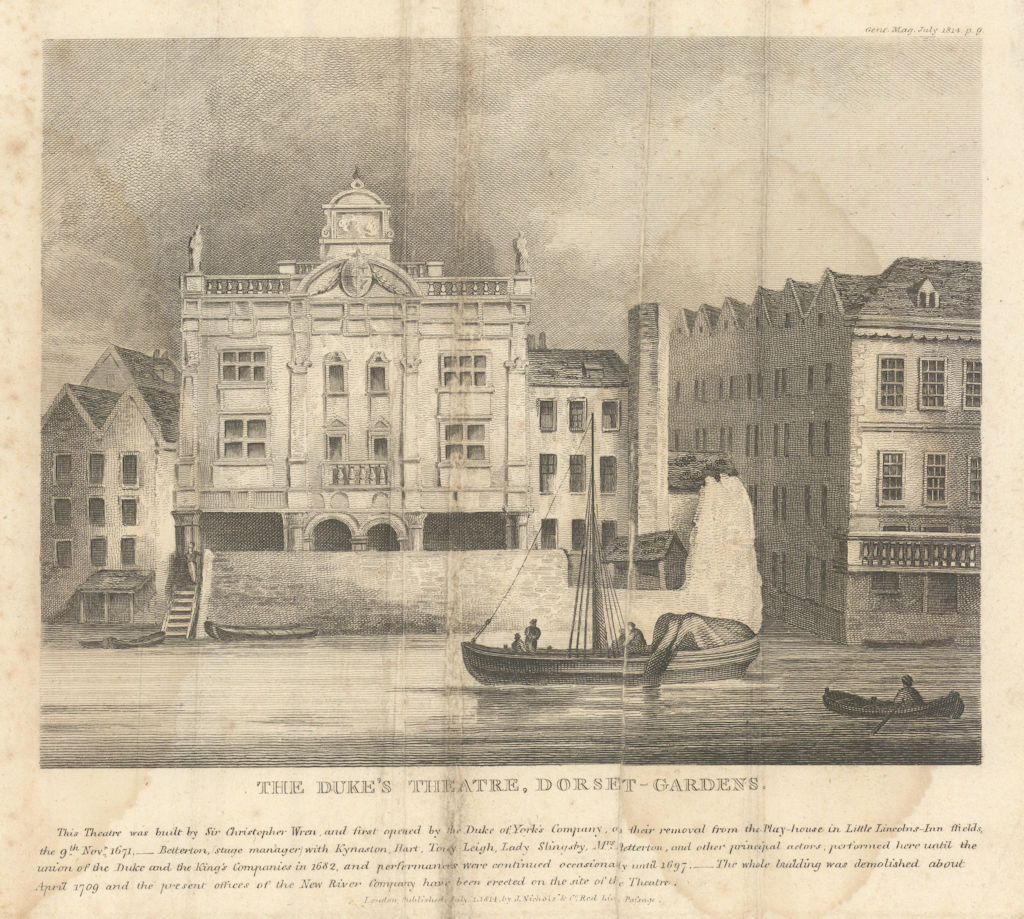 Duke's Theatre, Dorset Gardens, London. Christopher Wren. Demolished 1709 1814