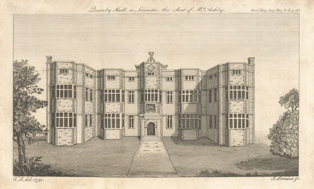 Quenby Hall, Cold Newton, Leicestershire. Gentleman's Magazine 1814 print