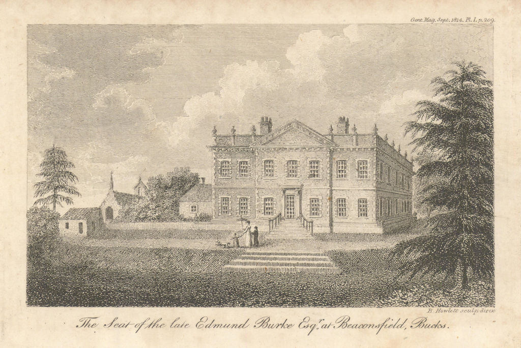 Burke's House. Gregories estate, Beaconsfield. Burnt down 1813. Gent's Mag 1814