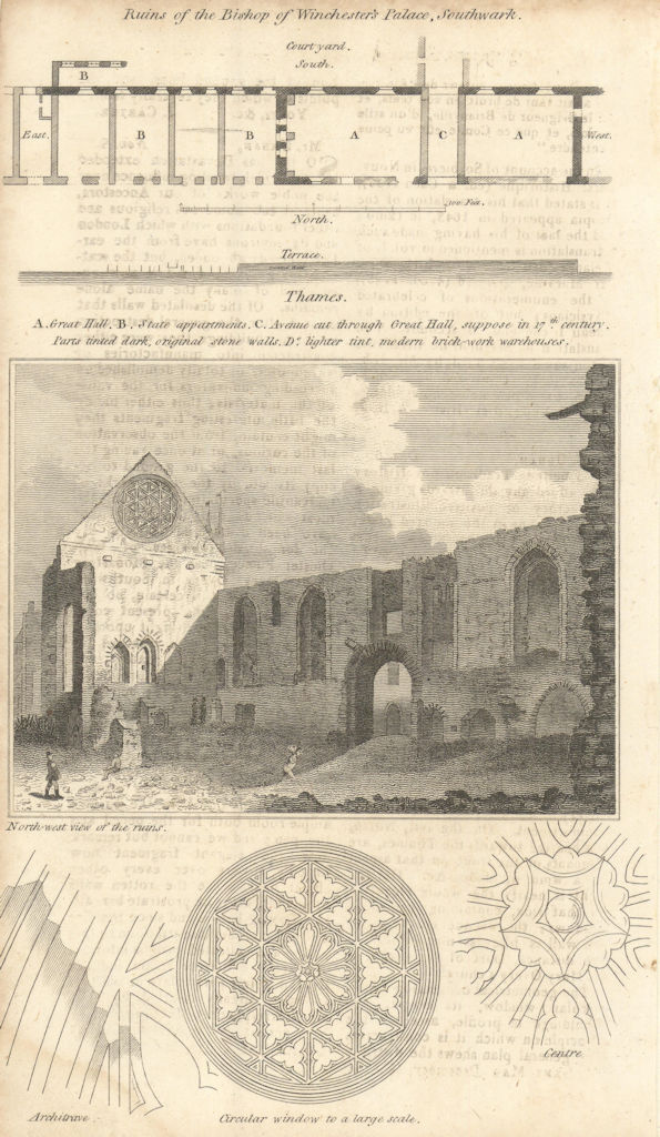 Ruins of Winchester Palace, Clink Street, Southwark, London. Gent's Mag 1814