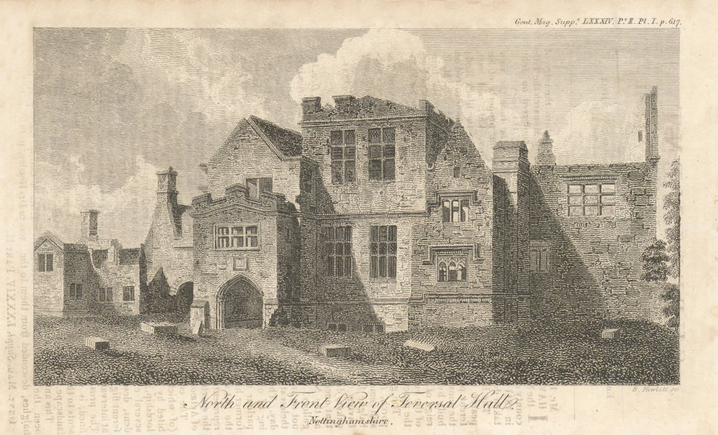 Teversal Manor (Teversal Hall), Nottinghamshire. Gentleman's Magazine 1814
