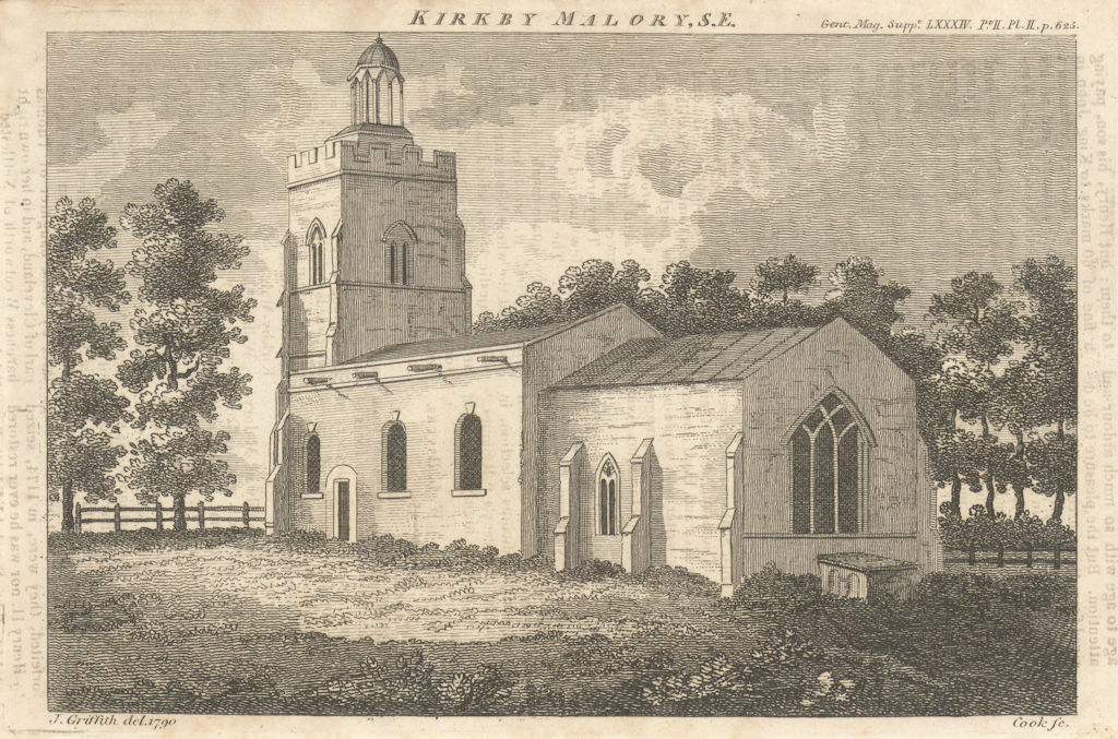 All Saints Church, Kirkby Mallory, Leicestershire. Gentleman's Magazine 1814