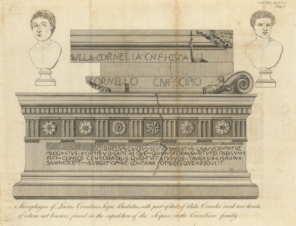 Ancient Sarcophagus of the Scipio Family, discovered near Rome in 1780. 1787