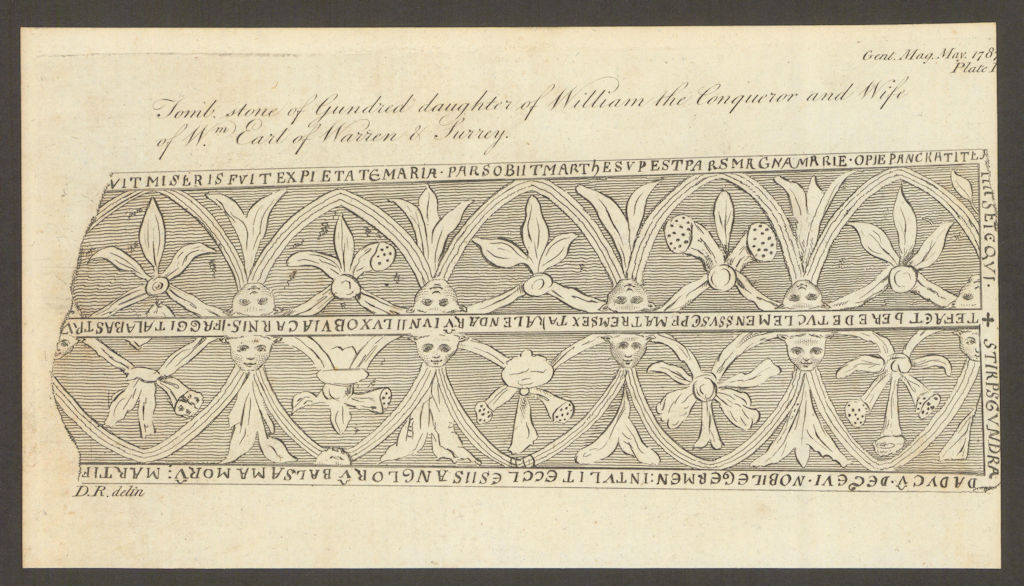Gundred's tomb. William the Conqueror's daughter. St. John's, Southover 1787