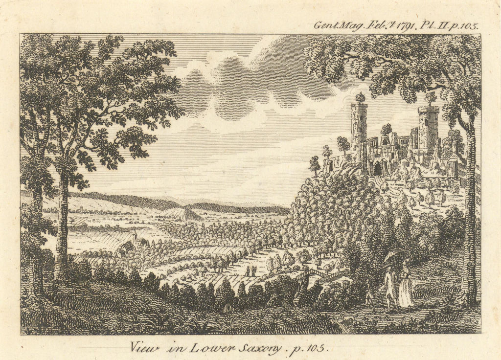 View of the Castle at Plesse (Burg Plesse), Bovenden, Lower Saxony 1791 print